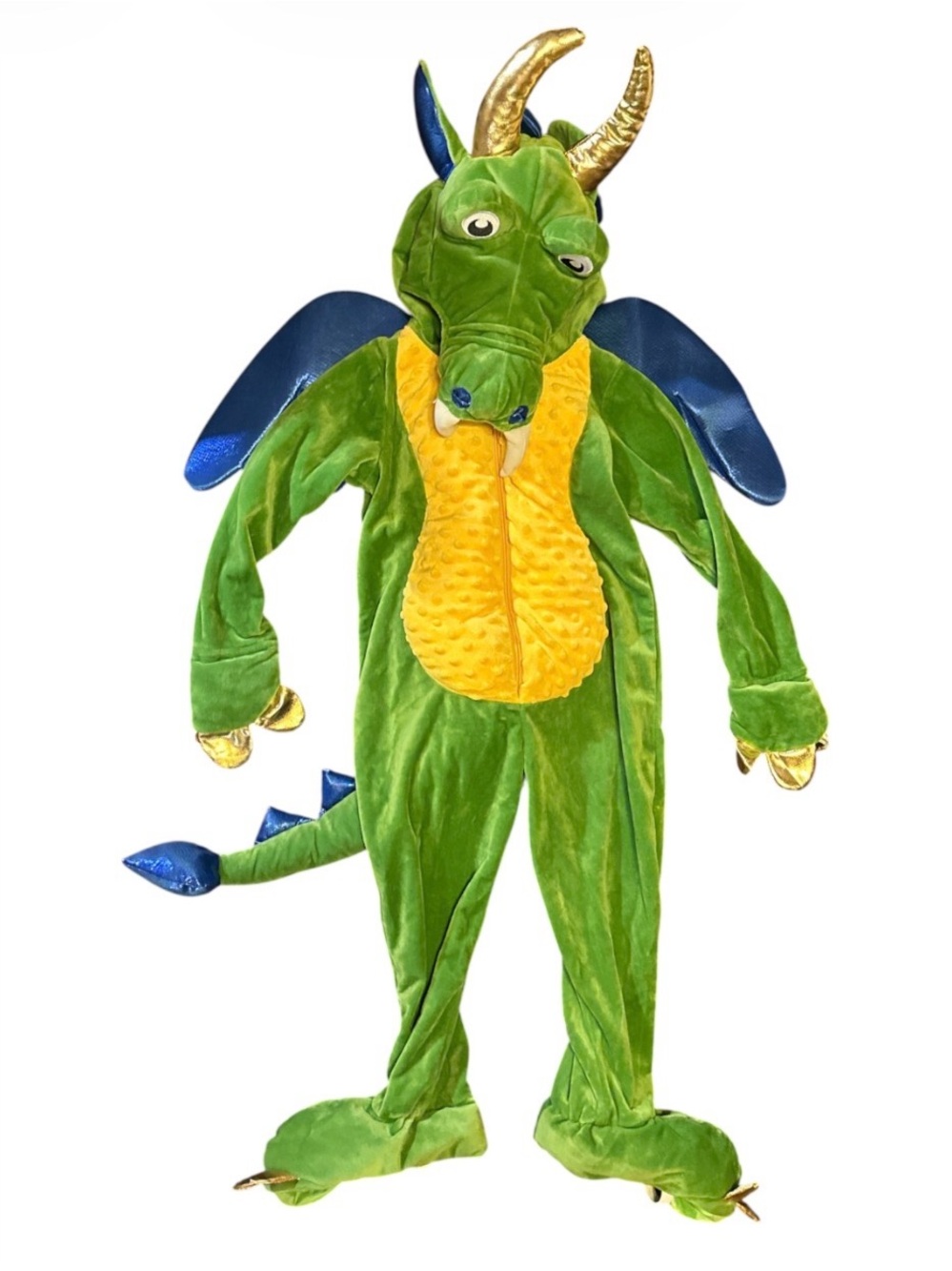 Dragon Kids Costume Green Yellow and Blue - Plush Hooded Outfit